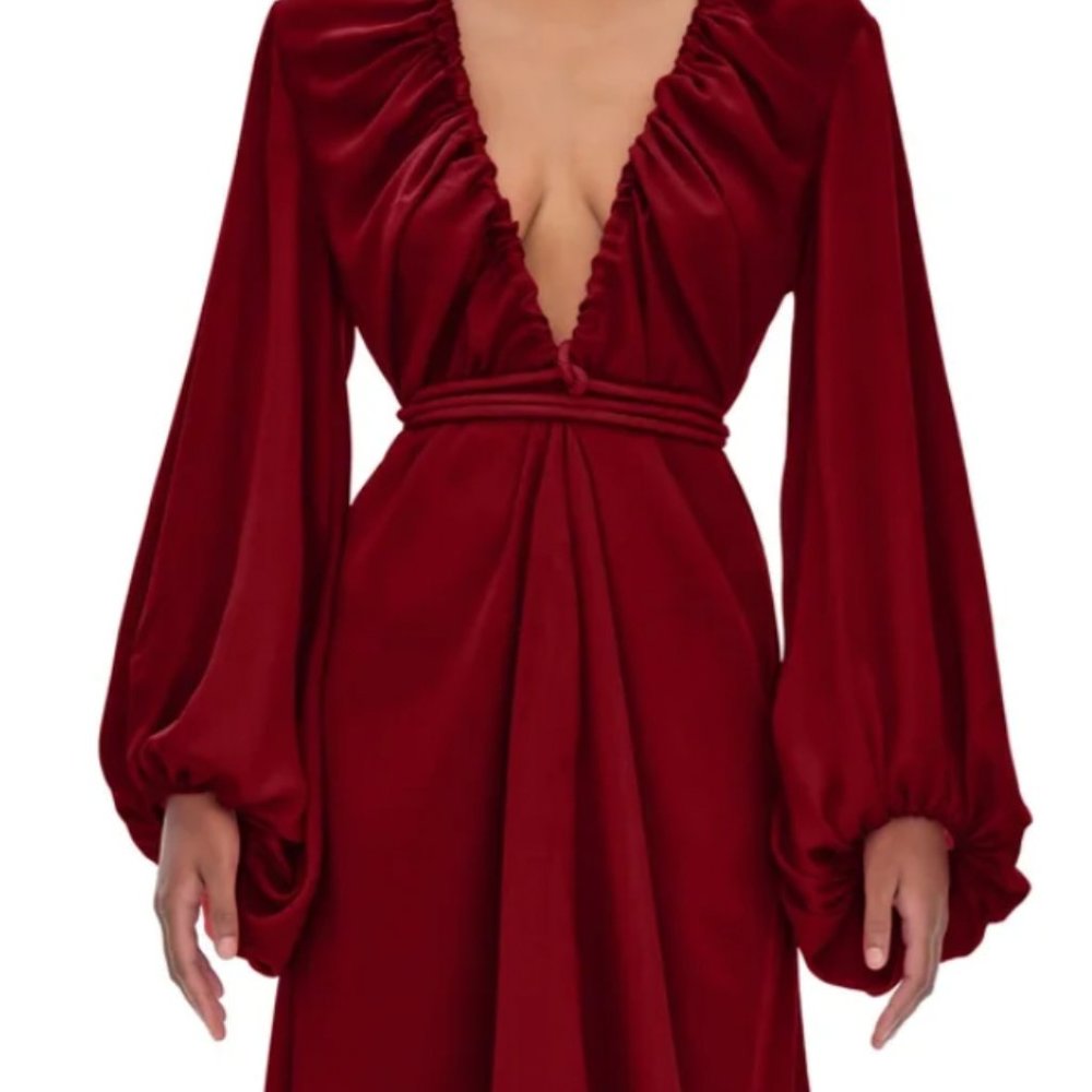NWT ANDREA IYAMAH NEEMA RUBY RED ROBE S/M